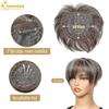 Short Hair Toppers for Women with Thinning Hair Large Full Coverage with 3 Clips Hair Pieces Wispy Bangs(Brown Highlight Blonde) Dark Brown Highlight