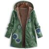 Vintage Floral Fleece Jacket for Women Warm Hooded Long Sleeve Coat with Pockets Casual Fashion Zipper Outerwear