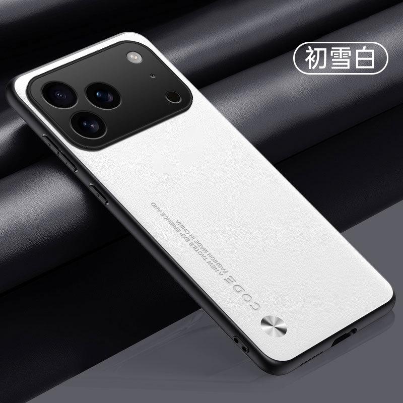 Applicable to iPhone17ProMax mobile phone case 16Pro plain leather 15 sticker leather matte 14 anti-drop 13 protective case