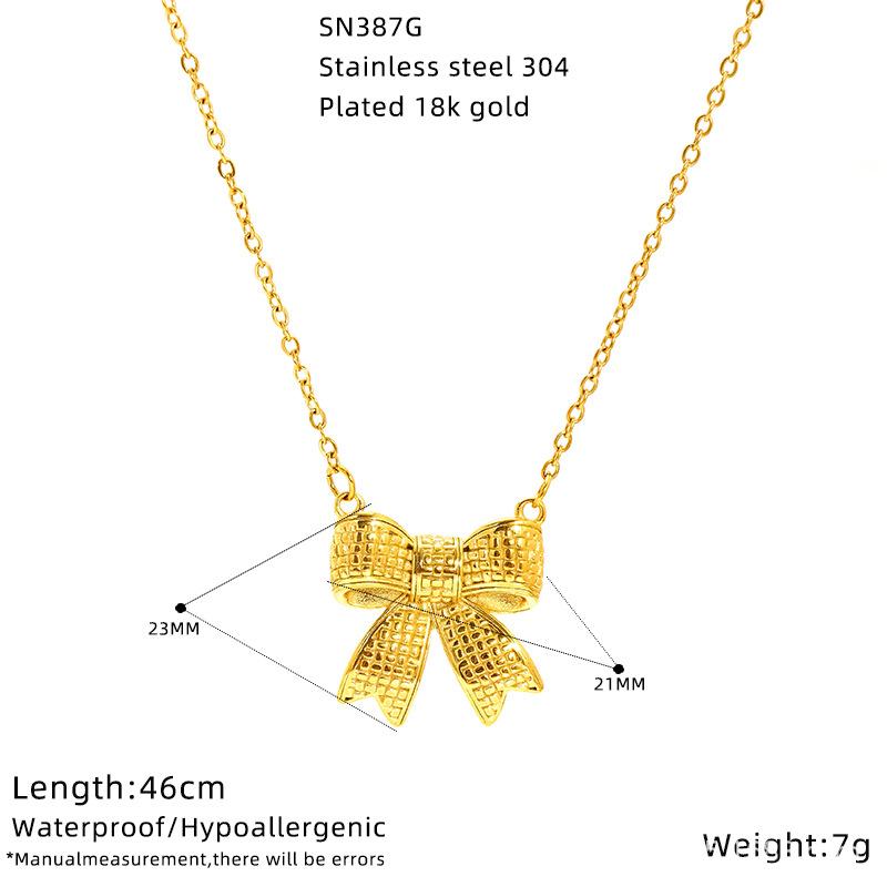 Premium Gold Plated Bow Necklace Stainless Steel Clavicle Chain