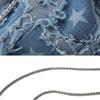 Drawstring Star Denim Bucket Bag Tassel Cloth Shoulder Bag Casual Metal Chain Crossbody Bag  Party