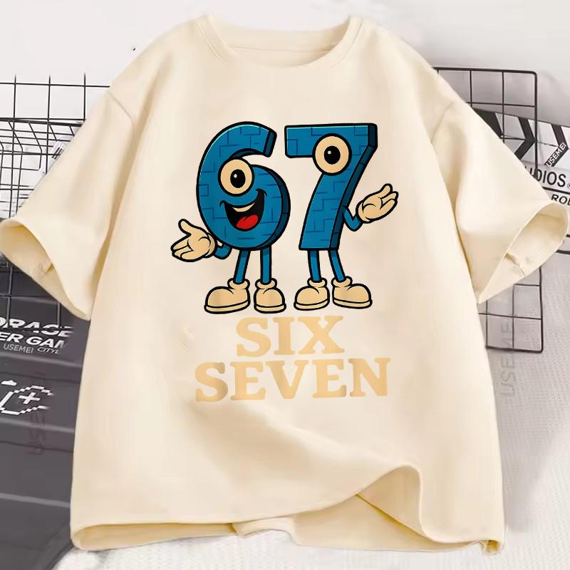 Unisex Women Fashion Gaming Meme T-Shirt Y2k Casual Tees Tops for Boys Girls Funny Six Seven 67 Brainrot Print Short Sleeve T Shirt