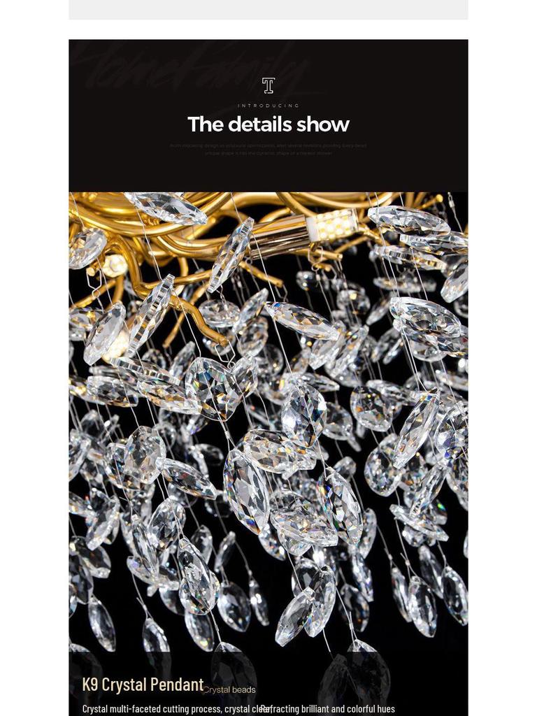 Elegant Modern French Crystal Chandelier for Living and Dining Rooms