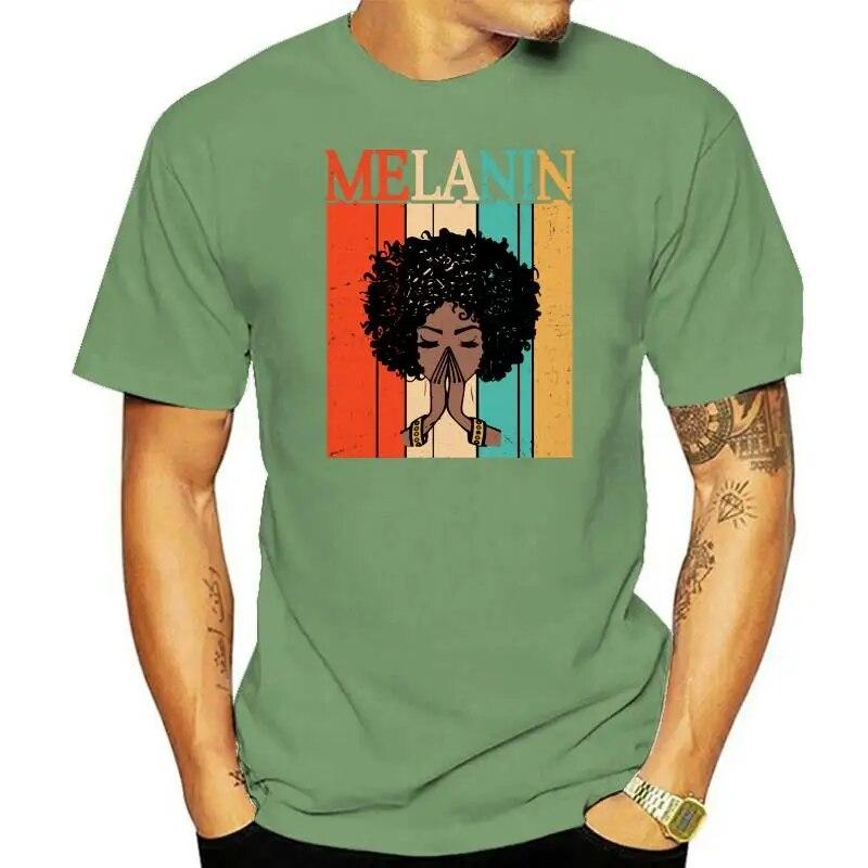 Proud Melanin Black Girls T-Shirt For Women Afro Hair Queens Tee Gift Vintage