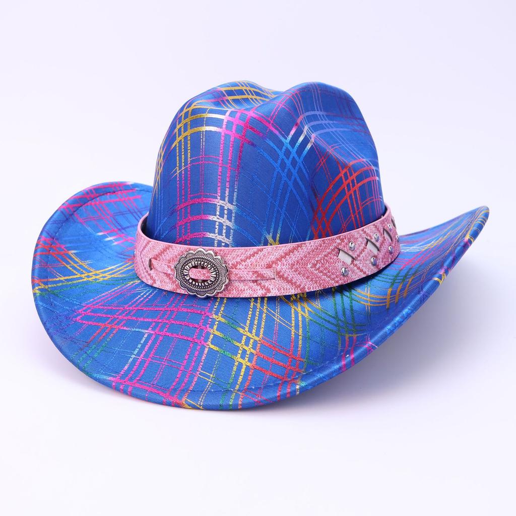 New Western Cowboy Hat Colorful Peach Top Jazz Hat Men's and Women's Trend Fashion Laser Top Hat