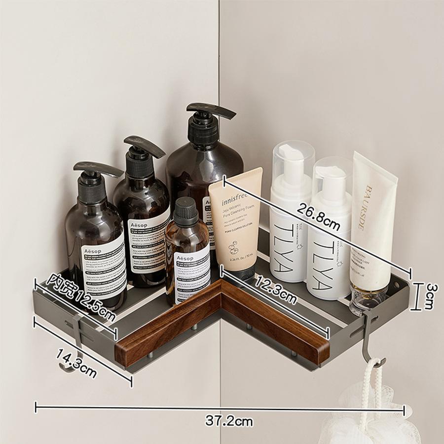 Black walnut bathroom storage rack storage rack perforated washbasin wall mounted tripod bathroom accessories corner shelf