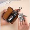 Woven Pattern Car Key Case for Men Large Capacity Zipper Key Organizer Pouch for Women Keychain Car Key Holder Car Accessories