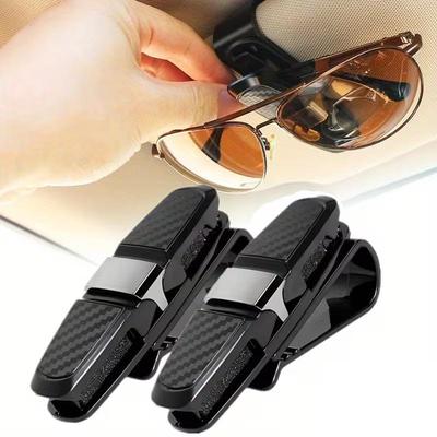 Car Sun Visor Sunglasses Holder Clip Portable Eyeglasses Mount Ticket Card Organizer Auto Interior Accessory