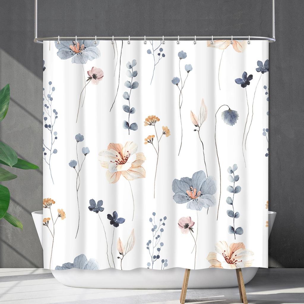 Shower Curtain Waterproof And Mildew-Proof 3D Digital Printing Plant Printing Shower Curtain Child Bathroom Partition Curtain