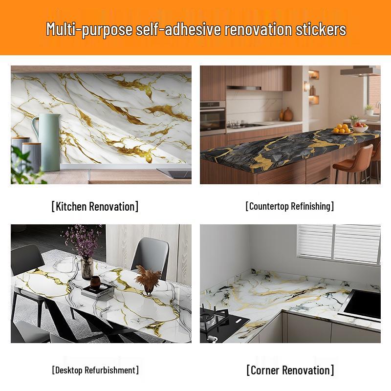 Selfadhesive Oilproof Thickened Marble Waterproof Kitchen Stickers For Countertops And Stovetops