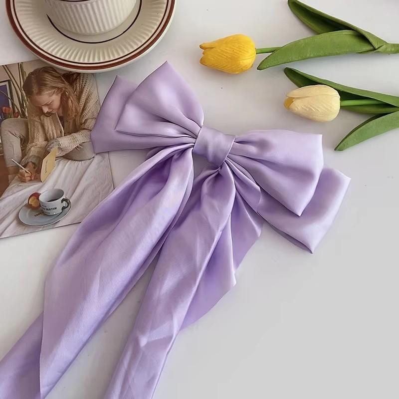 Solid Soft Satin Large Bow Ribbon Hair Clip For Women Girls Sweet Ornament Headbands Hairpin Barrette Fashion Hair Accessories
