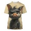 Funny Pig Pattern Men T Shirt 3D Printed Animal Tshirt Crew Neck T-Shirt Summer Street Short Sleeve Casual Tee Shirts Tops