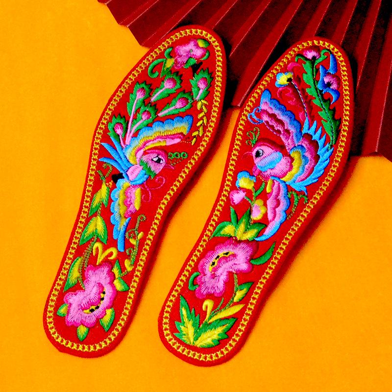 Summer Cotton Embroidered Insoles for Men and Women - Thick, Sweat-Absorbing, Wedding Celebration Design