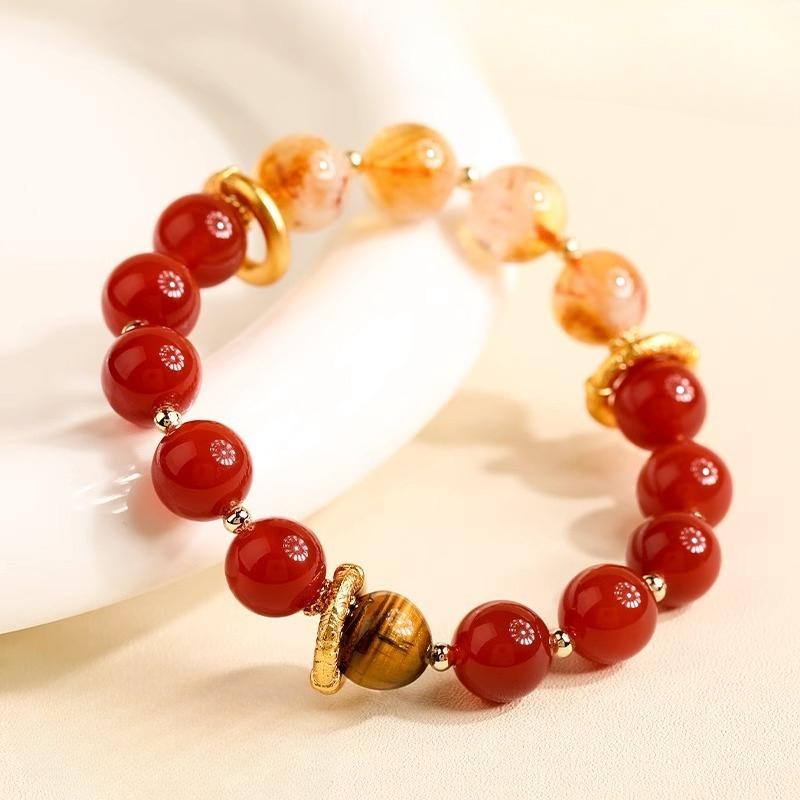 Red Agate and Yellow Crystal Bracelet, Nezha s Universe Circle Bracelet