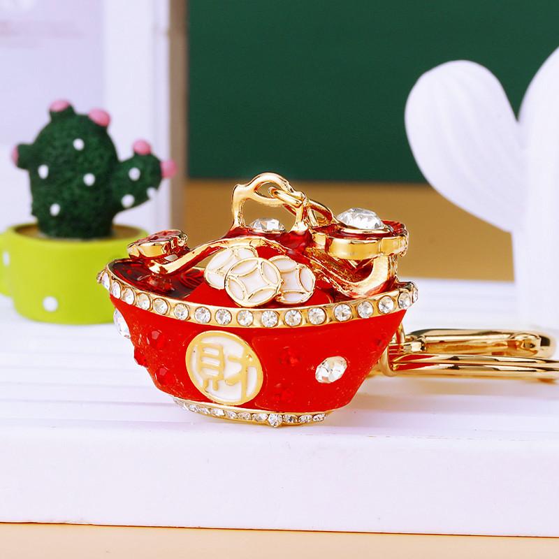 Diamond inlay, fortune bag, car keychain, women's handbag pendant, metal keychain ring, Christmas gift, Stocking stuffers, Valentine's Day gift