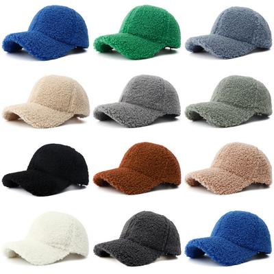 Neue einfarbige Baseballkappe aus künstlicher Lammwolle, Plüsch-Snapback-Hut, Herbst Winter, warm halten, Papa-Hüte für Damen und Herren, Sonnenschutz