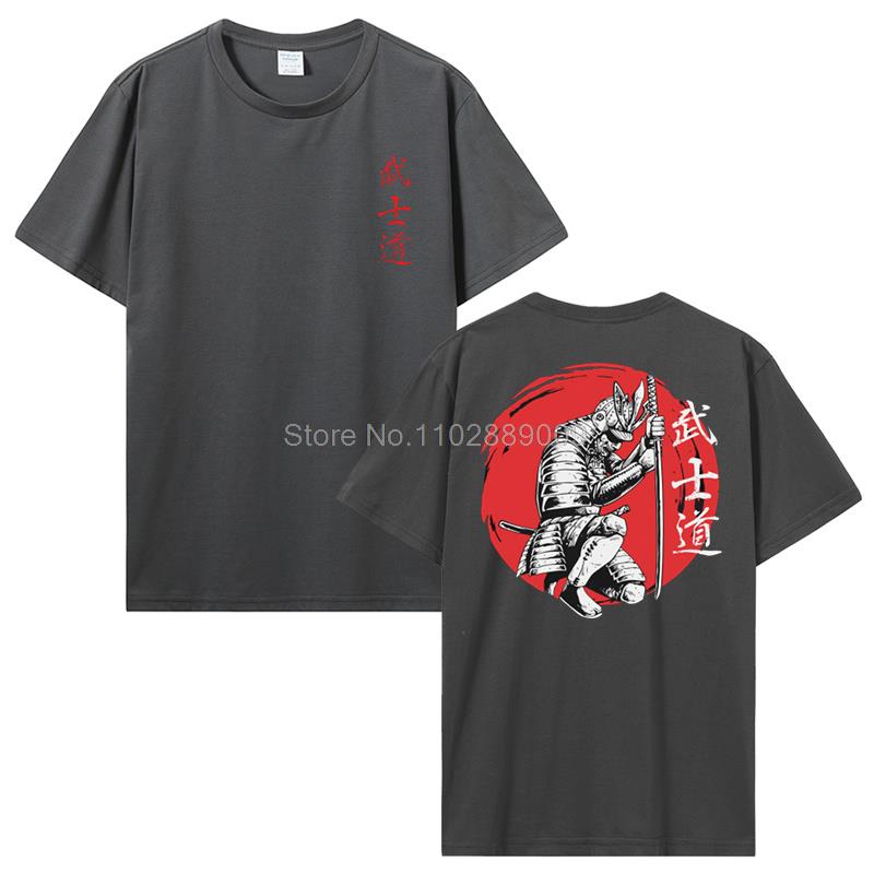 New Japan Samurai Spirit T Shirts Japanese Style Back Print Men Cotton Tshirt Anime T-shirt Bushido Male Gifts Tees Streetwear