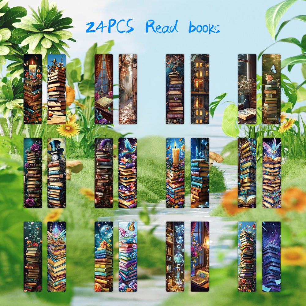 Chinese Ink Painting Bookmarks: 24 Sheet Set of High Aesthetic Student Reading Markers, Perfect As Cultural Creative Paper Gifts