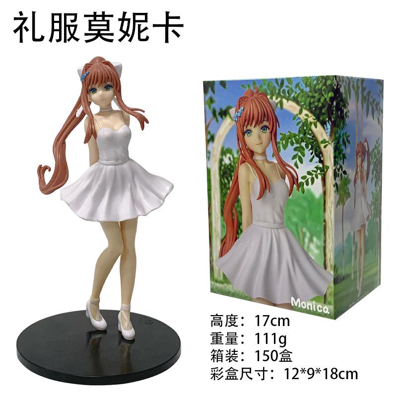 Anime Figure Monika Doki Doki Literature Club Ball Gown Dress Cute Girl Statue Desktop Decoration Collectible For Anime Fans