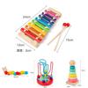 Buntes Holz-Acht-Ton-Xylophon für Kinder mit interaktivem Perlen-Dreh-Käfer-Design