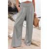 Women's Spring/Summer 2025 Cotton Linen Wide-Leg Pants - Solid Color, Elastic Waist, Casual Long Fit