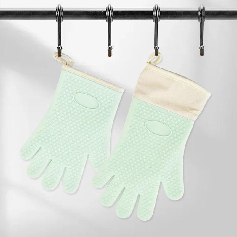 Five-Finger Extended Silicone Oven Microwave Gloves High Temperature Resistant Non-Slip Kitchen Baking Insulation Gloves