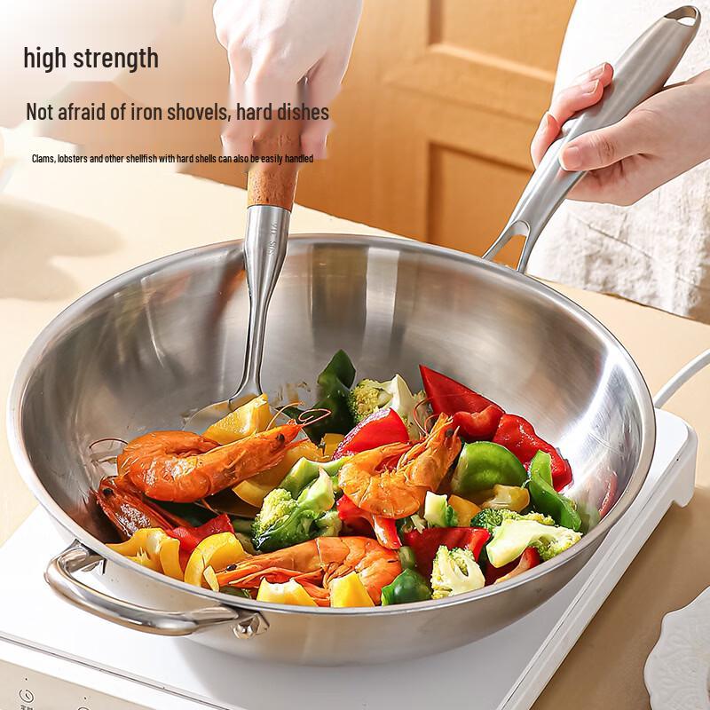 WUHE 30cm Non-stick Multi-layer Steel Wok with Lid