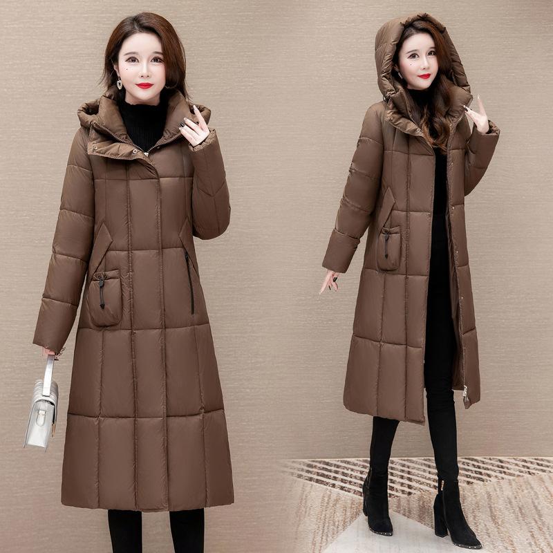 Long Hooded Down Cotton Coat for Women In Winter 2025 New Korean Loose Thick Warm Temperament Coat