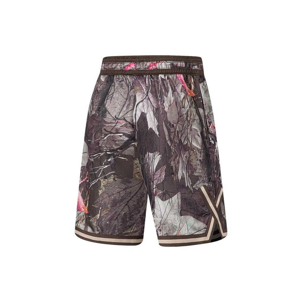 Li-Ning Badfive Plant Pattern Quick-Dry Basketball Shorts Men Bottoms Leaf-Print AAPT593-3