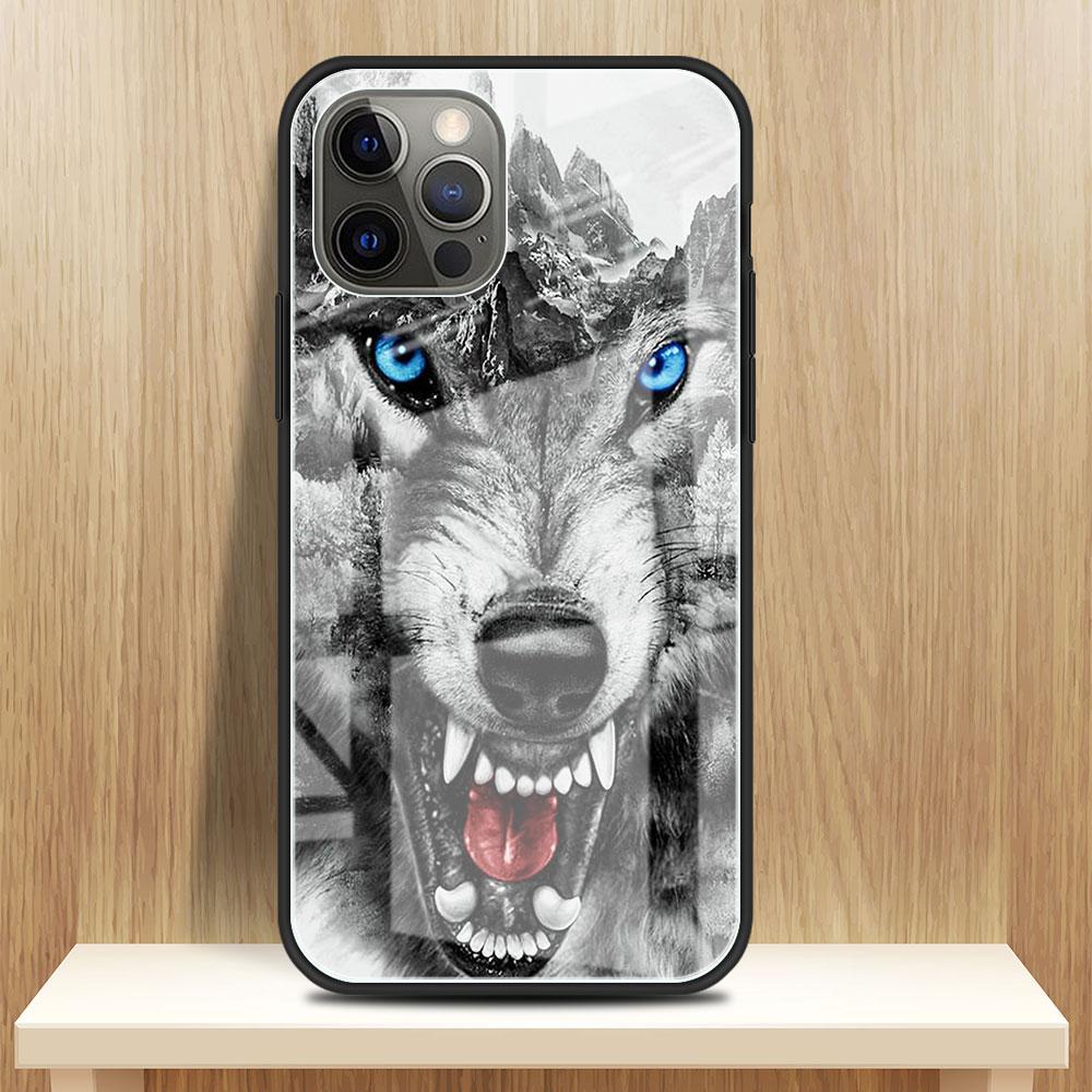 Wolf Dog Cat Bird Lion Tiger Animal Glass Case For Apple iPhone 14 13 Pro 11 12 7 8 Plus SE 2022 XR X XS Max 6 6S Phone Cover