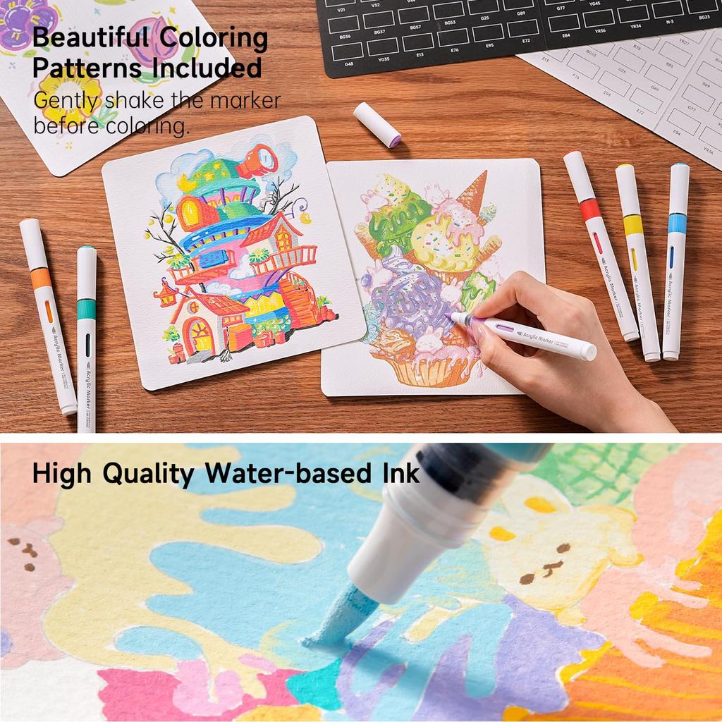 Shuttle Art Acrylic Brush Acrylic Paints for and Includes Storage Perfect for Handmade DIY and Art A Great Markers, 60-Color Set, Direct-Fill Tip,