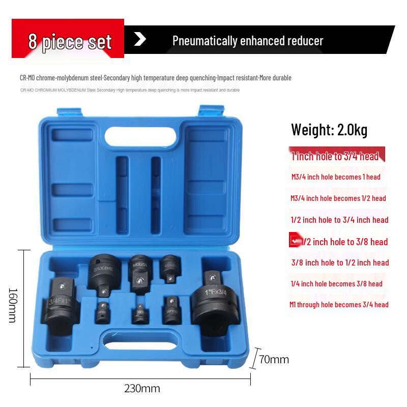Belton 1/2 Inch Pneumatic Socket Adapter Set (8-Piece)