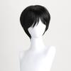 12 Inch Men Black Short Straight Side Bangs Cosplay Costume Wig Synthetic Hair High Temperture Fiber