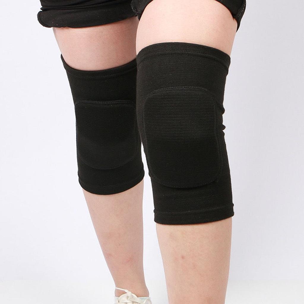One Pair Sports Kneepad Anti Collision and Anti Skid with Sponge Cover Compression Knee Sleeve for Dance Black M