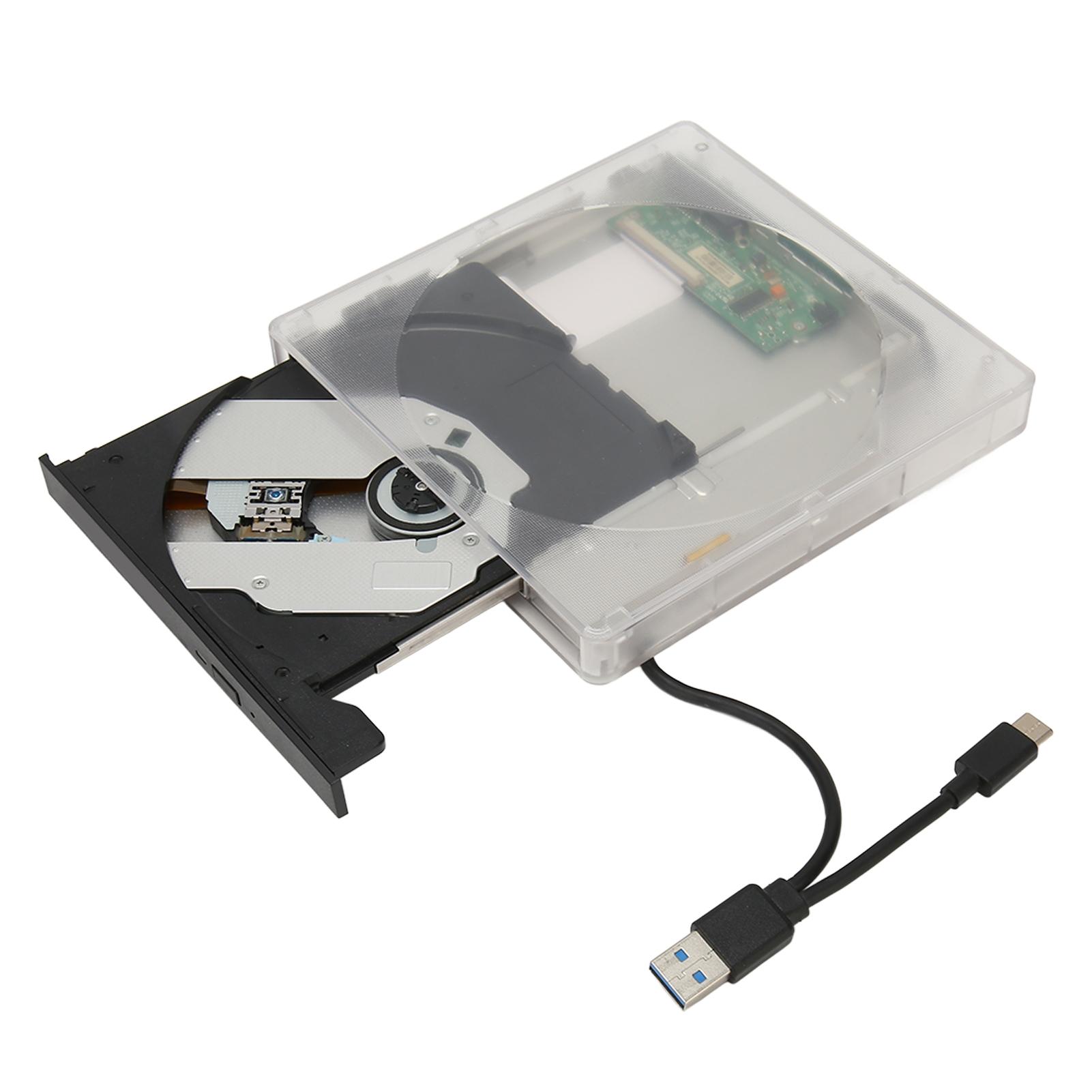 

Внешний DVD-привод Type C USB 3.0 Прозрачный Plug and Play Малошумный DVD-рекордер для ноутбука, настольного компьютера