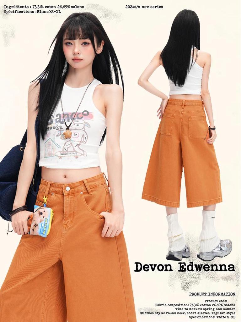 American Orange Cropped High-Waisted Wide-Leg Jeans for Women - Spring/Summer 2026 Collection