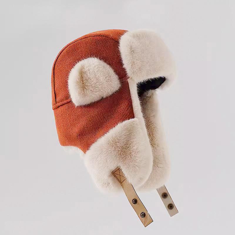 

Шапка Лей Фэн в западном стиле, пэчворк, с большими ушами, зимняя, ветрозащитная, для улицы, теплая, в корейском стиле, мужская и женская, бархатная, утолщенная, с защитой ушей One size