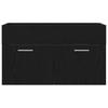 Black Washbasin Cabinet with Oak Effect Wood Based Material
