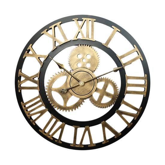 

Деревянные настенные часы на батарейках, бесшумные, не тикающие, с металлической стрелкой, бесшумные, для украшения дома, в индустриальном стиле, ретро, с римскими цифрами, круглые часы для A золотистый
