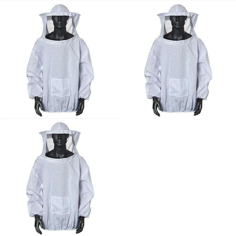 Premium-3X Protective Beekeeping Jacket Veil Overalls, Beekeeping Cap Sleeves Beekeeper Suit, Beekeeping Bee Jacket белый