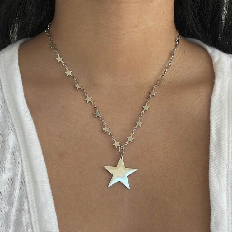 Fashion Edgy Star Pendant Necklace Handmade Clavicle Chain for Women Girls