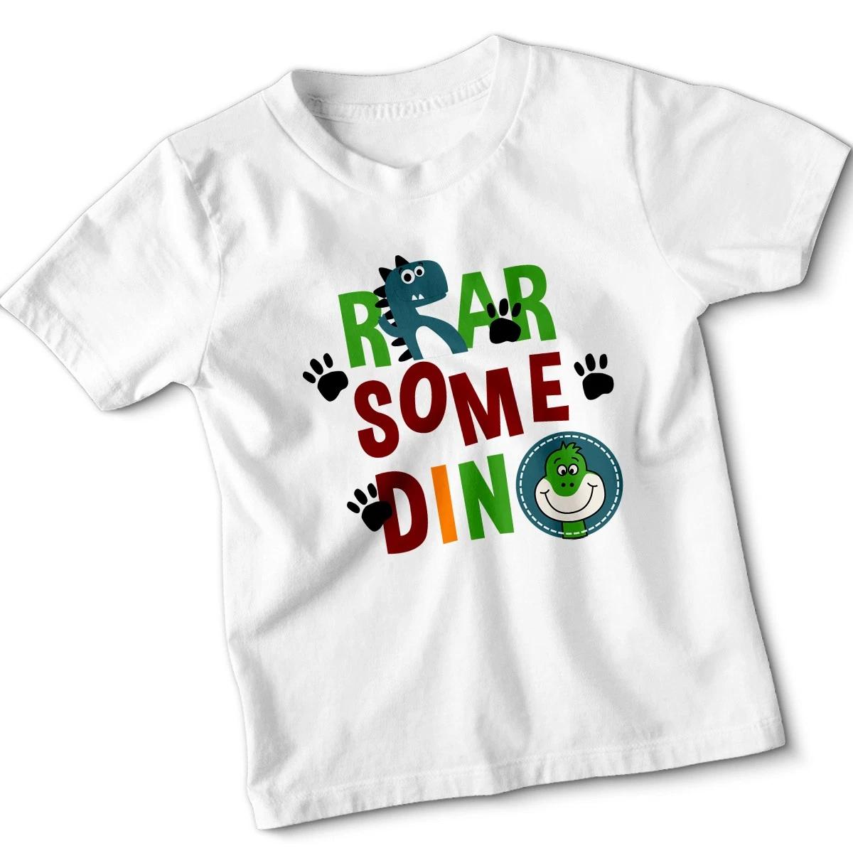 Cute Cartoon Dinosaurs Kids Tshirt Design Vector Illustration 130