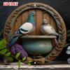 D Flat Metal Sign Two Doves Birds On Water Basin Vintage Metal Wall Art Retro Rustic Tin Sign for Home Garden Patio Porch Outdo