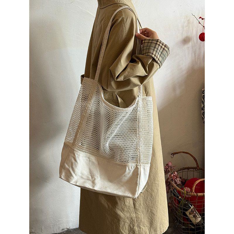Tote Bag - Large Capacity Single Shoulder Bag - Beach Bag for Vacation - Woven Net Bag