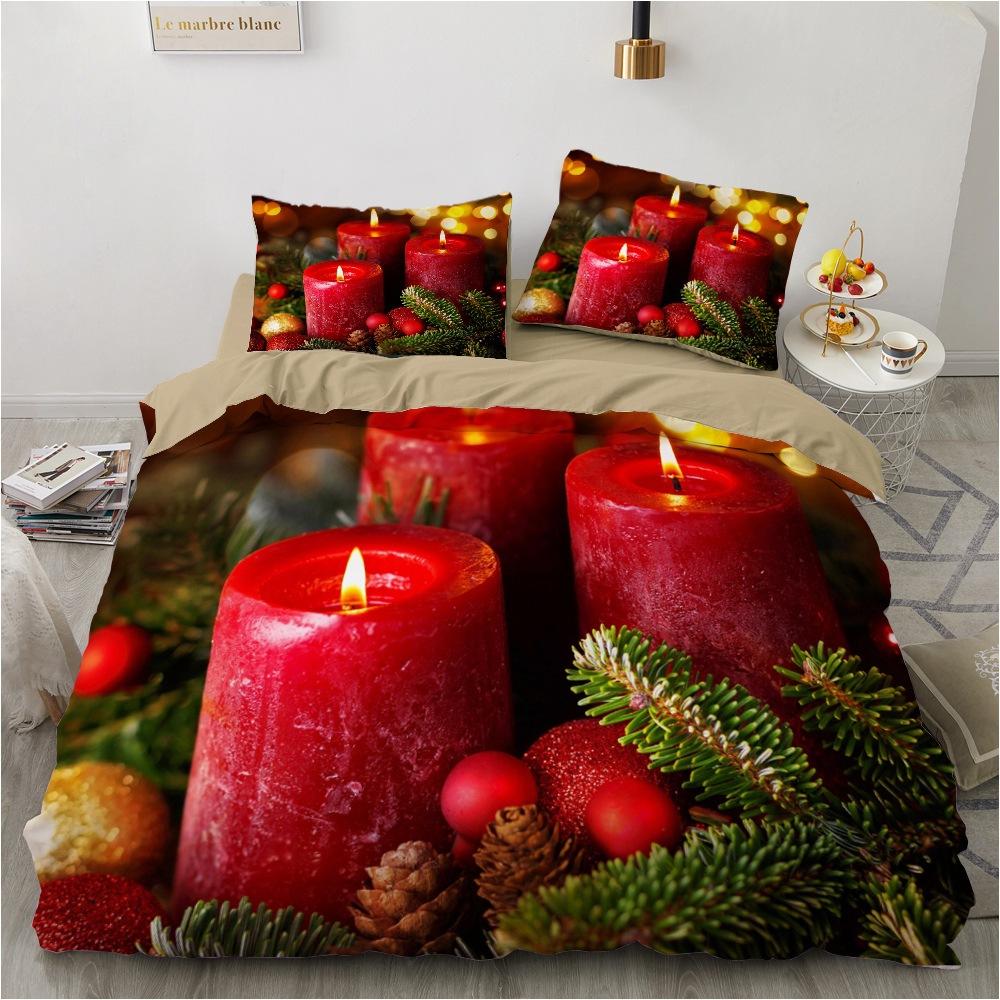 

Красный Рождественский Пододеяльник Санта Клаус Снеговик Постельный Комплект Микрофибра Мультяшный Чехол для Одеяла с Наволочками Детский Подарок 135x200cm