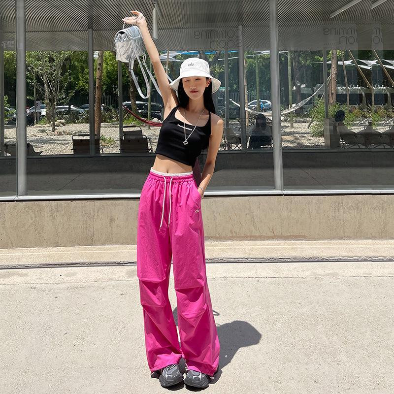 

Women s High-Waisted Color Block Embroidered Wide-Leg Pants - Summer Casual Style Extra Large