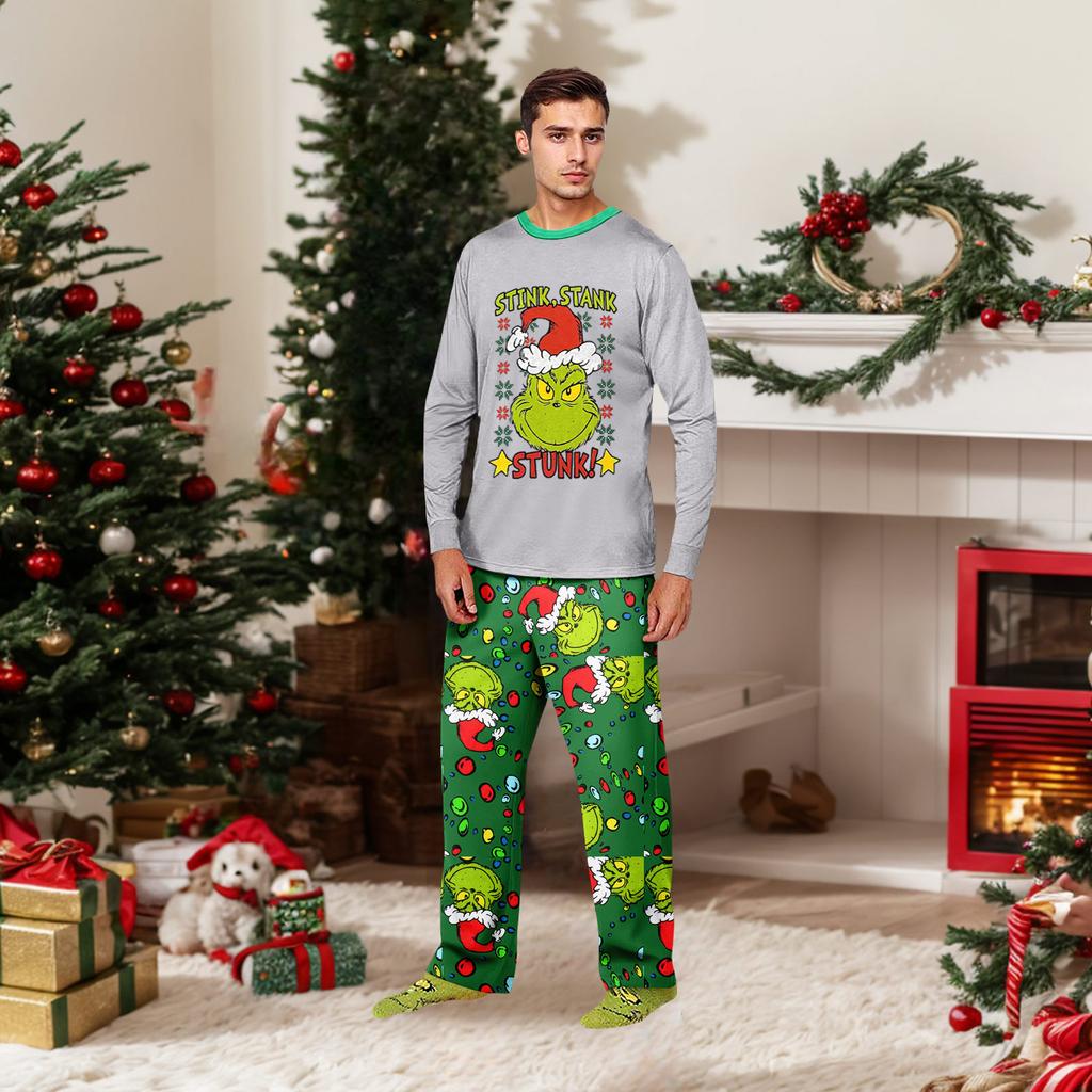 Parent-child Christmas Print Home Suit Long-sleeved Top And Pants
