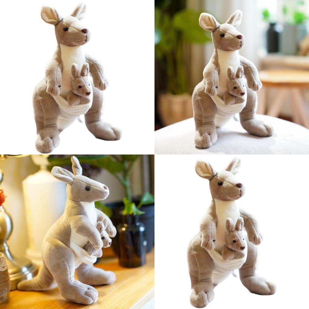 Simulierte Beige Mutter-und-Kind-Känguru-Puppe Plüschtier für Kinder Geschenk und Trost