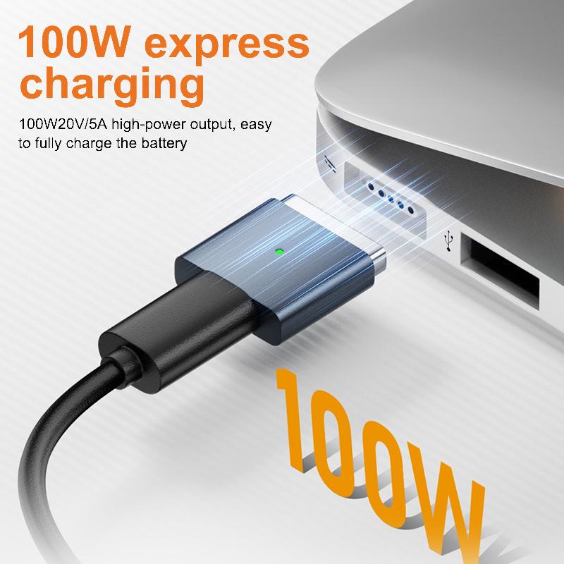 100W Type-C Female To Magsafe 2 Converter Laptop Indicator Light Usb-C Magnetic Adapter Zinc Alloy Connector For Macbook Air/Pro