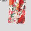INCERUN Bohemian Men Floral Print Summer Pants Beach Holiday Wide Leg Trousers